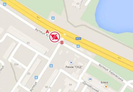 Білборд, Бігборд (Борд)  B у Сумах Харківська пров. - СКД вул. схема