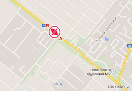 Билборд A в Сумах, 3x6  Білопольске шосе вул. схема