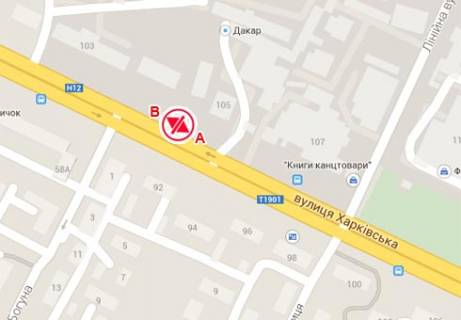 Билборд A в Сумах, 3x6  Харківська вул., 105 схема