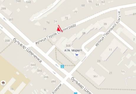 Бэклайт B в Черкассах, 2.3x3.14  Героїв Сталінграда вул., 76 - Шевченка бульв. схема