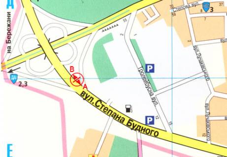 Билборд B в Тернополе, 3x6  Будного вул., 48 схема