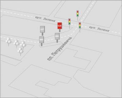 Ситилайт B в Львове, 1,2x1,8  Петрушевича пл., 10 схема