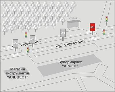 Ситилайт A в Львове, 1,2x1,8  Чорновола пр-т, 95 схема