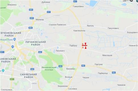 Билборд B в трасах Львова, 6x3  Траса М-06 Київ-Чоп, с. Підбірці, лівий схема