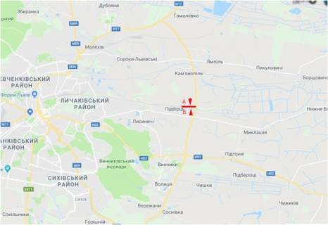 Білборд, Бігборд (Борд)  A у трасах Львіва, 6x3  М-06 Київ-Чоп, с. Підбірці, правий схема