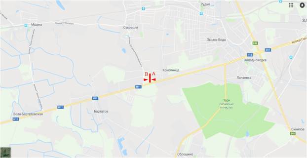 Білборд, Бігборд (Борд)  B у Конопницях, 6x3  Автодорога Львів-Шегині, с.Конопниця  (на Львів) схема