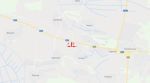 Билборд B в трасах Львова Траса Львів-Краковець, с. Солуки, виїзд зі Львова, №1 схема