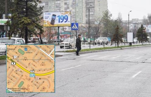 Билборд B в Горишние Плавни (Комсомольск) просп. Героїв Дніпра, 37 (чорне АТБ, магазини) центральна вулиця фото 1