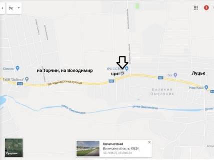 Білборд, Бігборд (Борд)  B у Луцьку, 3х6  Луцьк вул.Володимирська (район села Великий Омеляник (при виїзді з міста Луцьк,  траса Луцьк-Володимир-Волинський), макаронна фабрика  схема