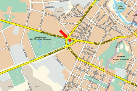 Билборд  в Кропивницкий (Кировоград), 3x6  Тельнова вул. (кол. Правди пр.) / Вокзальна вул. (кол. Жовтневої Революції вул.), "Колгосний" і "Критий" ринки схема