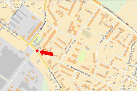 Билборд B в Кременчуге, 3x6  Набережна Лейтенанта Дніпрова, до мосту Крюківського схема