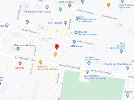 Видеоборд A у Покровське Центральна вул., 146, аптека "Мед Сервіс", №Дн149, прайс за ролик 10 сек 1 вихід/5 хвилин, з 8:00-22:00. Розрахунок для інших параметрів трансляції уточнюйте у менеджера. - 326197 схема