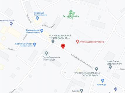 Видеоборд A в Погребище Хмельницького вул., 61Б, аптека "Конекс", прайс за ролик 10 сек 1 вихід/5 хвилин, на двосторонньому екрані, від 144 виходів на день. Розрахунок для інших параметрів трансляції уточнюйте у менеджера. - 301487 схема