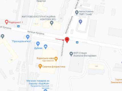 Билборд A в Хмельницком, 3х6  вул. Купріна (поворот на Дубовский ринок) схема