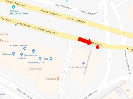 Сітіскролл A у Києві, 1.8x1.2  Перемоги пл., 1, на світлофорі, біля готелю "Либідь", в сторону бул. Шевченко схема