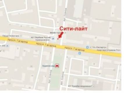Ситилайт A в Кривом Роге, 1.8x1.2  Гагаріна пр., 13 - Єсеніна вул., зупинка "Будинок РАД" схема