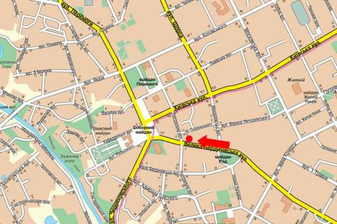 Сiтiлайт A у Житомирі, 1.8x1.2  Бердичівська вул., 7 / Театральна вул., біля магазину "Брейн", Автодорожного коледжу, на світлофорі схема