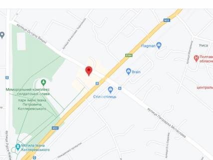 Видеоборд A в Полтаве Європейська вул., 60а, аптека "Мед Сервіс", №Х055, прайс за ролик 10 сек 1 вихід/5 хвилин, з 8:00-22:00. Розрахунок для інших параметрів трансляції уточнюйте у менеджера. - 301490 схема
