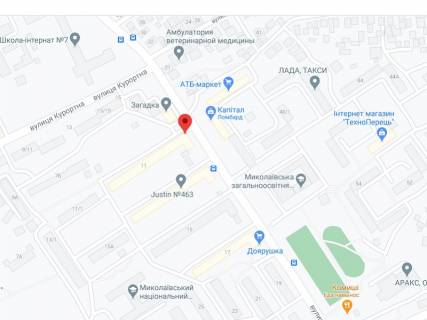 Видеоборд A в Николаеве Крилова вул., 11/3, аптека "Мед Сервіс", №Юг024, прайс за ролик 10 сек 1 вихід/5 хвилин, з 8:00-22:00. Розрахунок для інших параметрів трансляції уточнюйте у менеджера. - 301466 схема