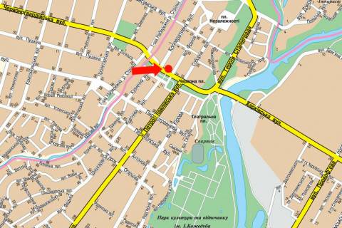 Ситилайт  в Сумах, 1.8x1.2  Покровська пл. (кол. Червона пл.), біля готелю "Україна" (№2) схема