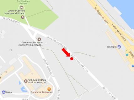 Сiтiлайт A у Києві, 1.8x1.2  Дніпровський узвіз №1, в бік Набережного шосе схема