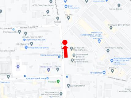 Билборд A в Виннице, 3x6  Батозька вул. (кол. Кірова вул.) - вул. Янгеля, коло супермаркету "Епіцентр", із центру схема