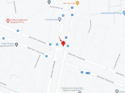 Білборд, Бігборд (Борд)  B у Кам'янське (Дніпродзержинськ), 6х3  просп. Свободи - просп. Аношкіна схема