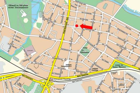 Ситилайт A в Хмельницком, 1.8x1.2  Подільська вул., 41 / Соборна вул., біля магазину "Сотовик" схема