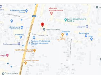 Видеоборд A в Николаеве Богоявленський пр., 340, аптека "Мед Сервіс", №Юг040, прайс за ролик 10 сек 1 вихід/5 хвилин, з 8:00-22:00. Розрахунок для інших параметрів трансляції уточнюйте у менеджера. - 301459 схема