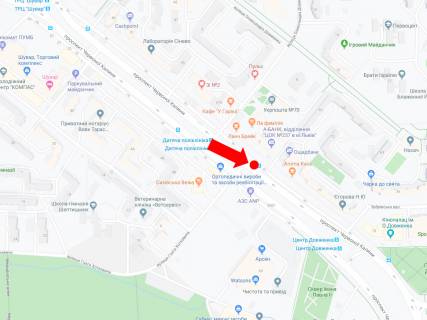 Сiтiлайт  у Львові, 1.8x1.2  Червоної Калини пр. 59 - вул. Хоткевича, (зуп. "Дитяча поліклініка"), з центру схема