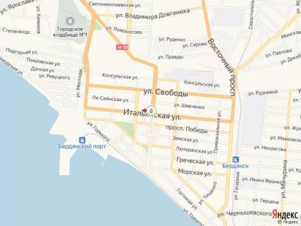 Сiтiлайт A у Бердянську Азовский пр. - Итальянская ул. схема