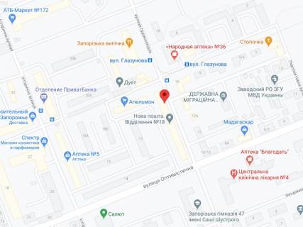 Видеоборд A в Запорожье Орджонікідзе ул., 11, аптека "Мед Сервіс", №Дн115, прайс за ролик 10 сек 1 вихід/5 хвилин, з 8:00-22:00. Розрахунок для інших параметрів трансляції уточнюйте у менеджера. - 301360 схема