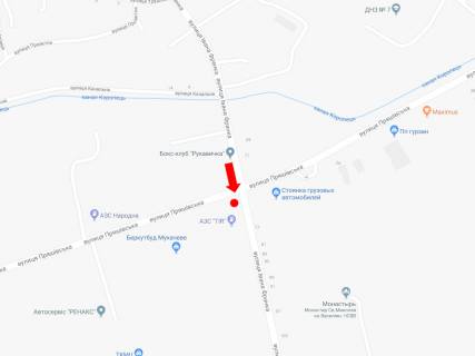 Билборд  в Мукачеве, 3x6  Франко вул. / Пряшівська вул., з центру схема