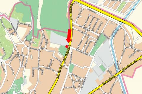 Билборд A в Ужгороде, 3x6  Тимірязєва вул. / Бродлаковича вул., біля кардіоцентру, в центр схема