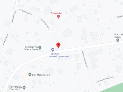 Видеоборд A у Ямполі Сонячна вул., 17, аптека "Конекс", прайс за ролик 10 сек 1 вихід/5 хвилин, на двосторонньому екрані, від 144 виходів на день. Розрахунок для інших параметрів трансляції уточнюйте у менеджера. - 301613 схема