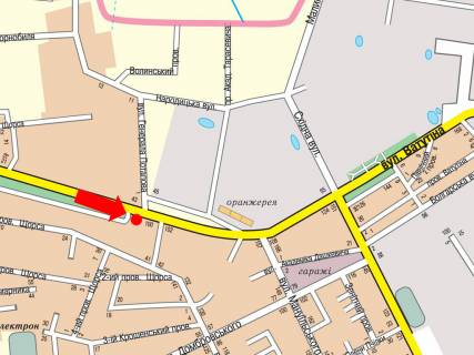 Билборд  в Житомире, 3x6  Незалежності пр. (кол. Ватутіна вул.), 18 / Отаманів Соколовських вул. (кол. Потапова вул.), в бік вокзалу, біля супермаркету "Екомаркет", на світлофорі схема