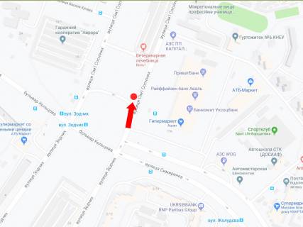 Білборд, Бігборд (Борд)  A у Києві, 3x6  Сім'ї Сосніних вул. - бул. Кольцова, біля гіпермаркету "Ашан", в бік пр. Курбаса схема