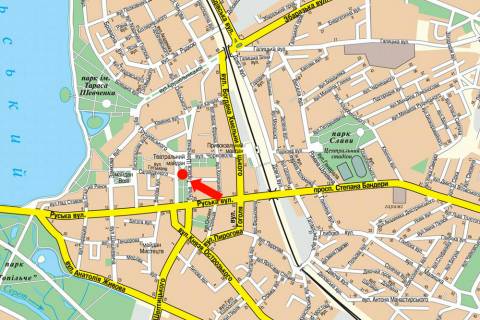 Сiтiлайт  у Тернополі, 1.8x1.2  Шевченка бул. / Театральна пл., біля ресторану "Файне місто" схема