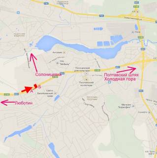 Билборд A в Песочине, 3x6  Полтавський шлях - с. Пісочин, Автомобільна вул., біля двох АЗС, в центр схема