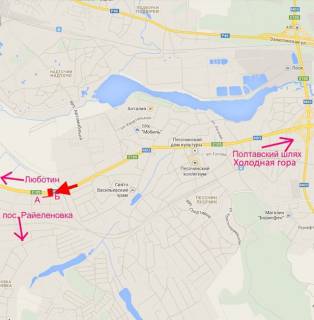 Билборд B в Песочине, 3x6  Естакада - с. Пісочин, виїзд з міста, (2), у бік траси Київ - Харків - Довжанський схема