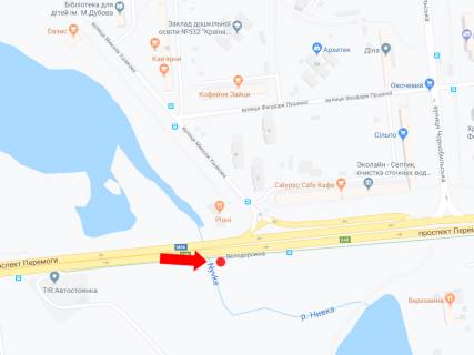 Білборд, Бігборд (Борд)   у Києві, 3x6  Перемоги пр. - вул. Ушакова, навпроти, в центр схема