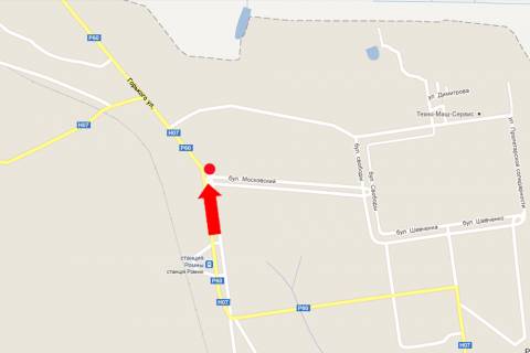 Білборд, Бігборд (Борд)   у Ромнах, 3x6  Московський бул. / Горького вул. схема