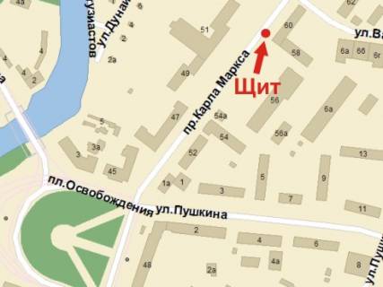 Билборд A в Кривом Роге, 3x6  Поштовий (кол. Маркса) пр., 60, у бік Кобилянського вул., верхній схема