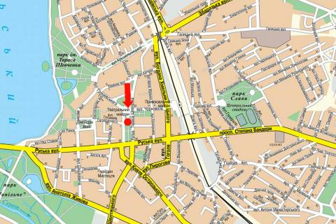 Ситилайт A в Тернополе, 1.8x1.2  Шевченка бул. / Театральна пл., біля ресторану "Файне місто" схема