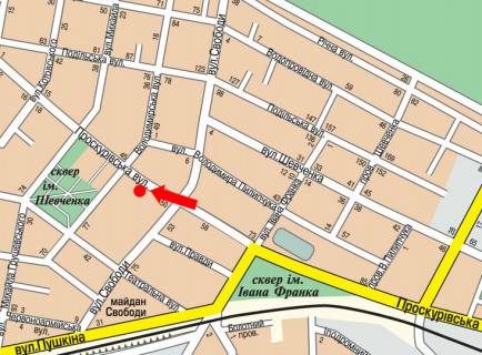 Сiтiлайт  у Хмельницькому, 1.8x1.2  Проскурівська вул., 46, біля ЦУМу, лялькового театру схема