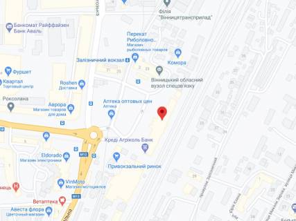 Видеоборд A в Виннице Привокзальна пл., 1, аптека "Конекс", прайс за ролик 10 сек 1 вихід/5 хвилин, на двосторонньому екрані, від 144 виходів на день. Розрахунок для інших параметрів трансляції уточнюйте у менеджера. - 301258 схема