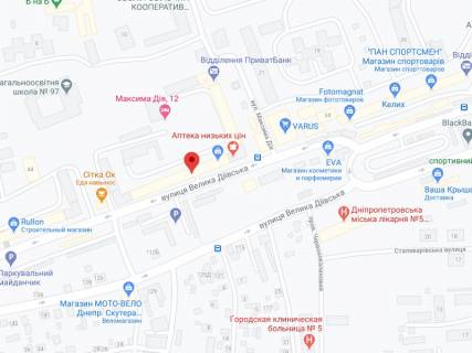 Видеоборд A у Дніпро (Дніпропетровськ) Велика Діївська вул., 40-Б, аптека "Мед Сервіс", №Дп053, прайс за ролик 10 сек 1 вихід/5 хвилин, з 8:00-22:00. Розрахунок для інших параметрів трансляції уточнюйте у менеджера. - 301335 схема