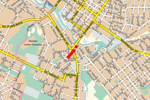 Білборд, Бігборд (Борд)   у Кропивницький (Кіровоград), 3x6  Кропивницького вул., біля АЗС, Авторинку, ТЦ "Тарон" (флажок) схема