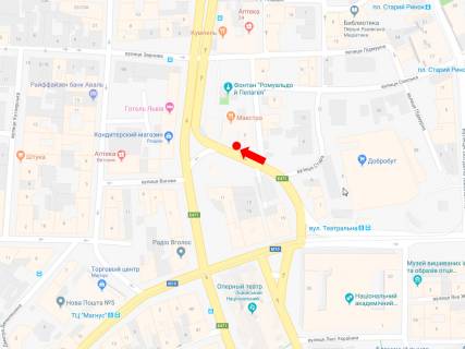 Нестандарт  в Львове, 2x3.7  Чорновола пр. - Різні пл., за Оперним театром (зупинка "Площа Різні"), ліва схема