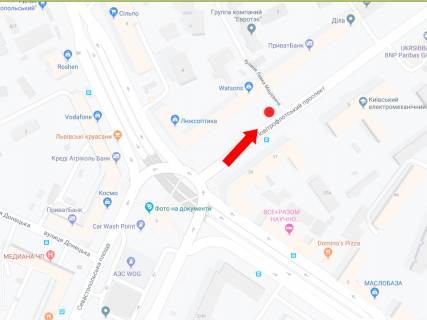 Бэклайт  в Киеве, 2.3x3.14  Повітрофлотський пр., 44 в сторону пл. Солом'янській схема